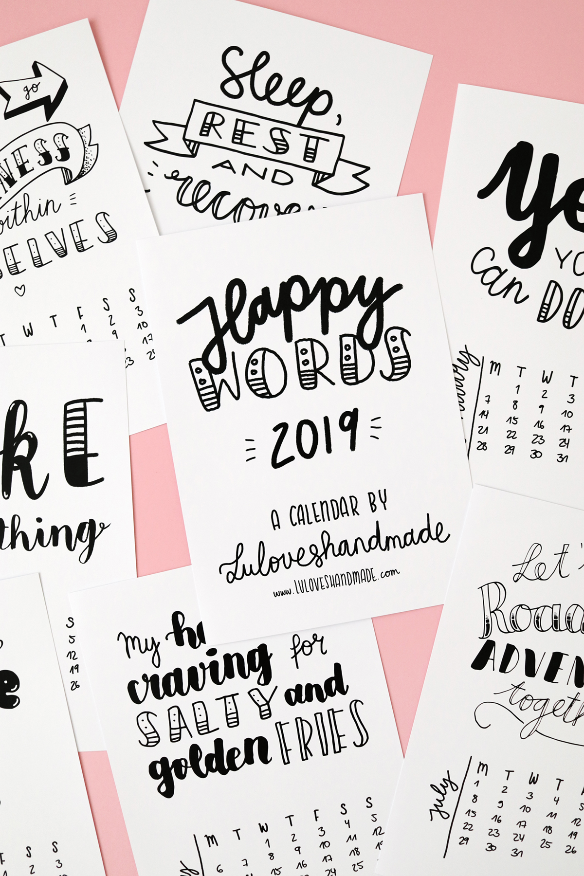 Free Printable: Handlettering Calendar 2019 - Luloveshandmade